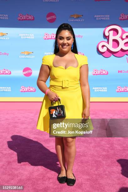 Emily Uribe attends the World Premiere of "Barbie" at the Shrine Auditorium and Expo Hall on July 09, 2023 in Los Angeles, California.