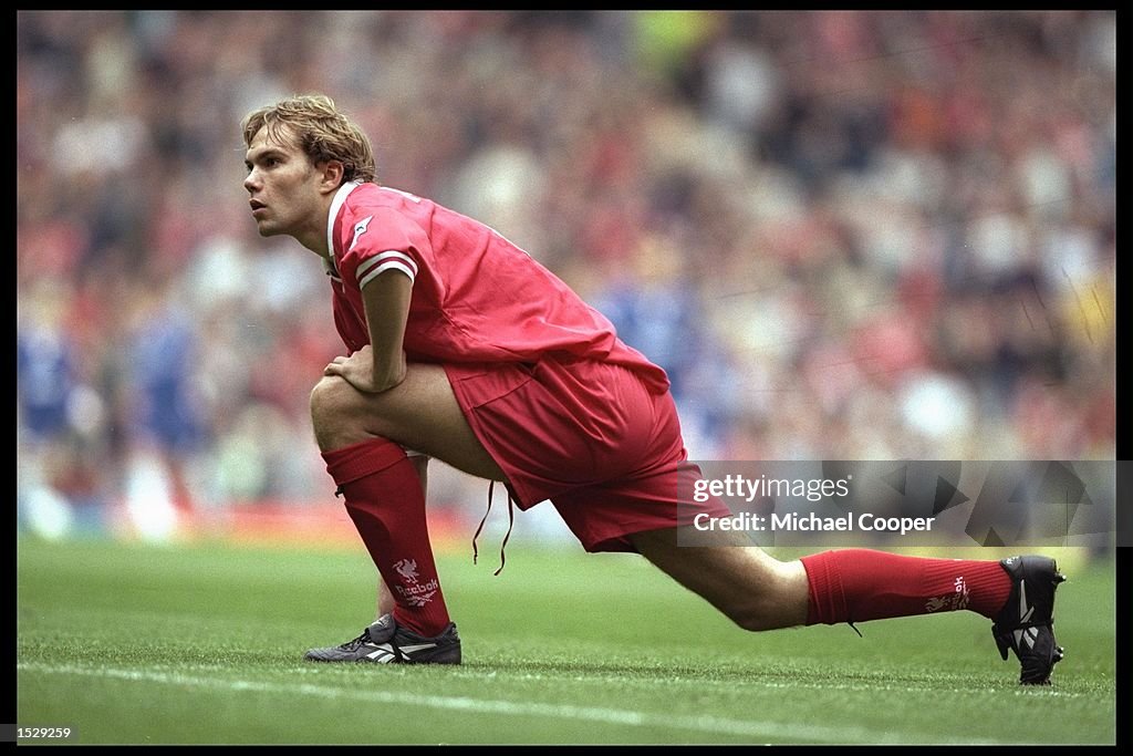 Jason McAteer of Liverpool warms up
