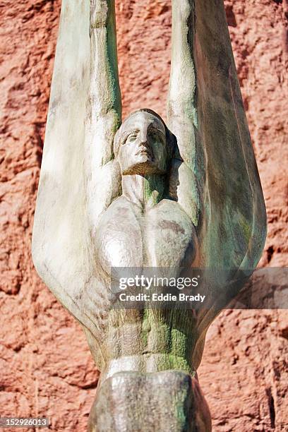 "winged figures of the republic" by oskar hansen at hoover dam. - hoover dam statues stock pictures, royalty-free photos & images