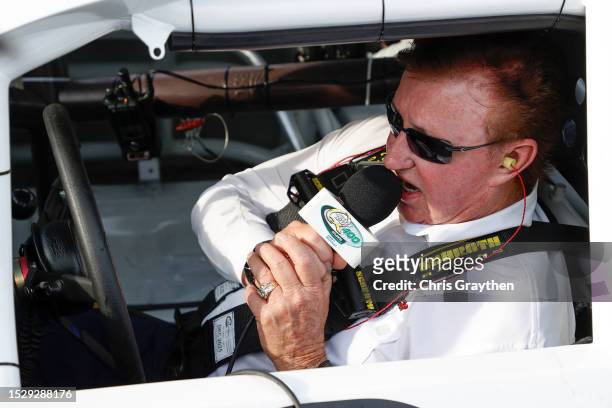 Richard Childress, sitting in the car that NASCAR Cup Series driver, Kevin Harvick won his first race in 2001, at Atlanta, taking over for Dale...