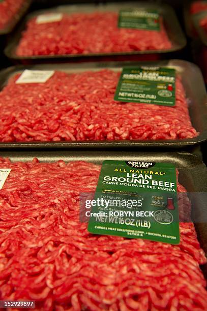 Lean ground beef for sale on the opening day of the new Walmart Neighborhood Market in Panorama City, California, a working class suburb of Los...