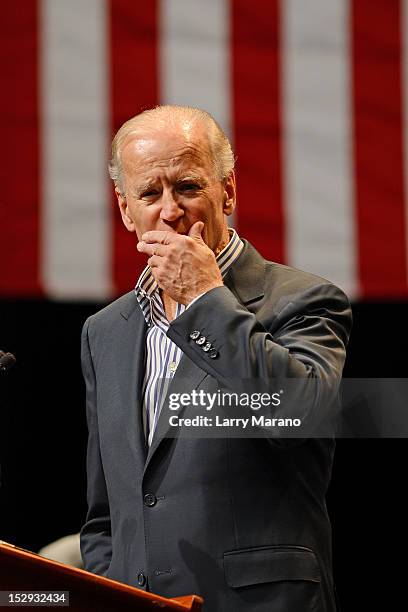 Vice President Joe Biden speaks at Palace Theater at Kings Point on September 28, 2012 in Tamarac, Florida.