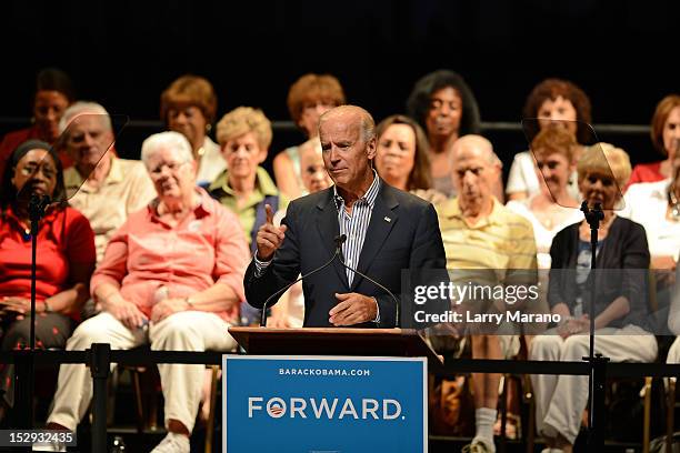 Vice President Joe Biden speaks at Palace Theater at Kings Point on September 28, 2012 in Tamarac, Florida.