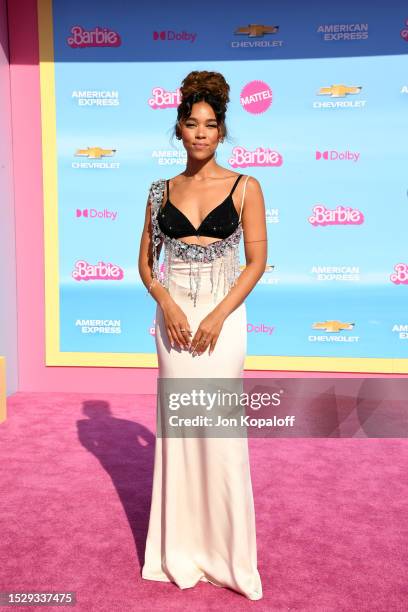 Alexandra Shipp attends the World Premiere of "Barbie" at the Shrine Auditorium and Expo Hall on July 09, 2023 in Los Angeles, California.
