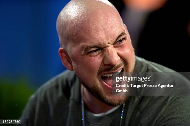 Rapper Kool Savas after winning the 'Bundesvision Song Contest 2012' at the Max-Schmeling-Halle on September 28, 2012 in Berlin, Germany.