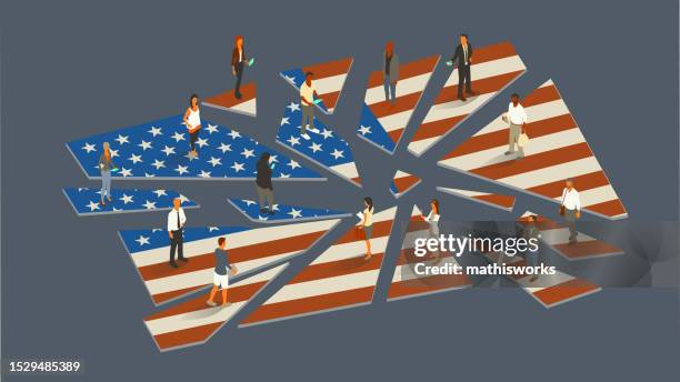 stockillustraties, clipart, cartoons en iconen met shattered united states illustration - presidentsverkiezing