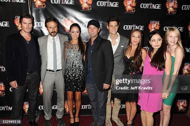 Victor Browne, David Arquette, Alana O'Mara, Chris Jaymes, Ken Baumann, Morissa O'Mara, Rome Shadanloo and Fran Holking arrives at the Academy of...