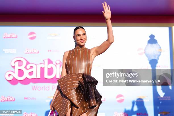 Gal Gadot attends the world premiere of "Barbie" at Shrine Auditorium and Expo Hall on July 09, 2023 in Los Angeles, California.