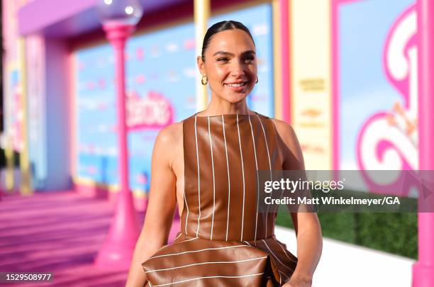 Gal Gadot attends the world premiere of "Barbie" at Shrine Auditorium and Expo Hall on July 09, 2023 in Los Angeles, California.