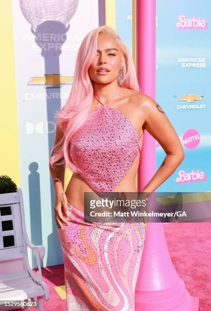 Karol G attends the world premiere of "Barbie" at Shrine Auditorium and Expo Hall on July 09, 2023 in Los Angeles, California.