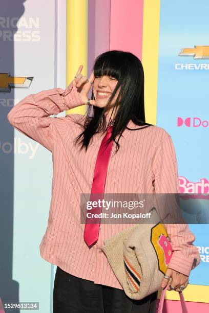 Billie Eilish attends the World Premiere of "Barbie" at the Shrine Auditorium and Expo Hall on July 09, 2023 in Los Angeles, California.