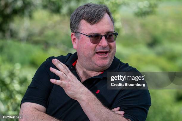 Reid Hoffman, co-founder of LinkedIn Corp., during a Bloomberg Television interview at the Allen & Co. Media and Technology Conference in Sun Valley,...