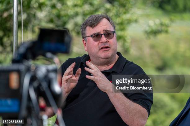 Reid Hoffman, co-founder of LinkedIn Corp., during a Bloomberg Television interview at the Allen & Co. Media and Technology Conference in Sun Valley,...