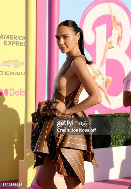 Gal Gadot attends the World Premiere of "Barbie" at the Shrine Auditorium and Expo Hall on July 09, 2023 in Los Angeles, California.