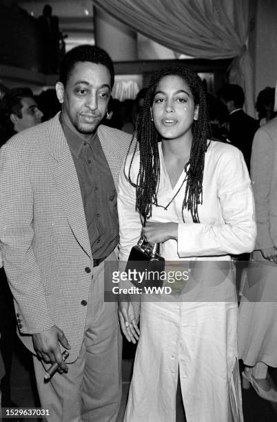 Gregory Hines and daughter Daria Hines attend an event at the Emporio Armani boutique in Beverly Hills, California, on May 12, 1993.