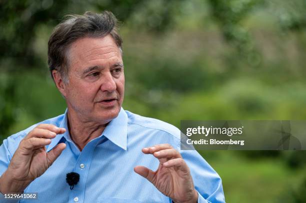 Steve Pagliuca, co-chairman of Bain Capital LLC, during a Bloomberg Television interview at the Allen & Co. Media and Technology Conference in Sun...