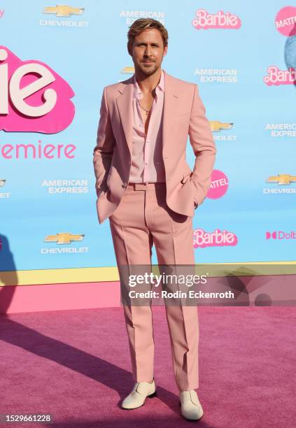 Ryan Gosling attends the World Premiere of "Barbie" at Shrine Auditorium and Expo Hall on July 09, 2023 in Los Angeles, California.