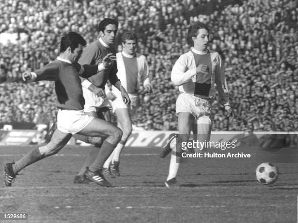 Johan Cruyff of Holland in action for Ajax during a European cup-tie against Benfica in Amsterdam. Ajax won the match 3-0 to go through to the final...