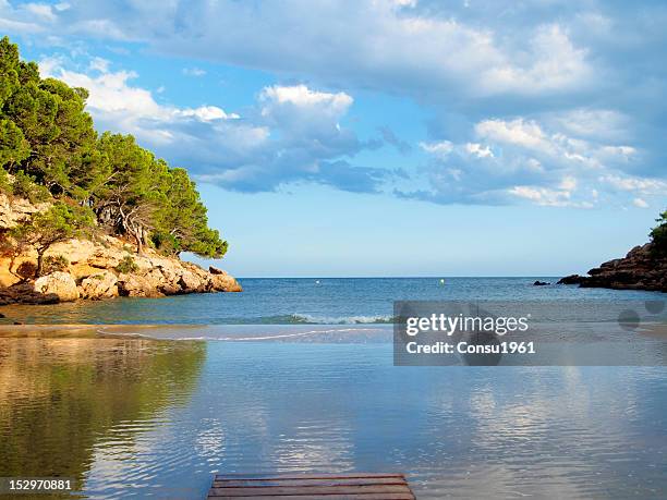 small cove - costa dorada stock pictures, royalty-free photos & images