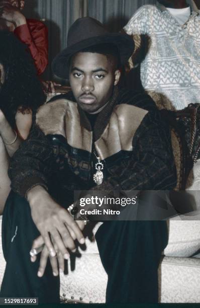 Nas Rapper Face Portrait of American rapper Nas seated on a sofa, New York, New York ...