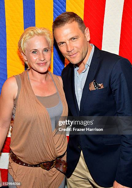 Actors Patricia Arquette and David Cubitt attend the GiveLove 2nd Annual Art Auction And Fundraiser For Haiti With Patricia Arquette & Rosetta Getty...