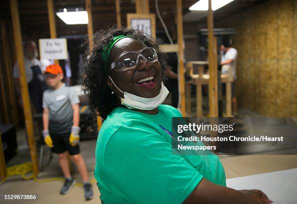 Maria Bunk Maria Potts helps sand wood during the second bunk bed build of the ...