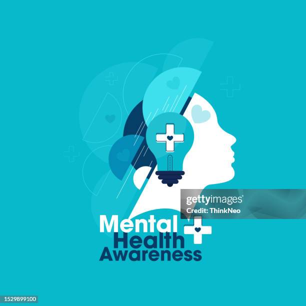 mental health concept vector illustration. brain and heart. - brain heart vector stock illustrations