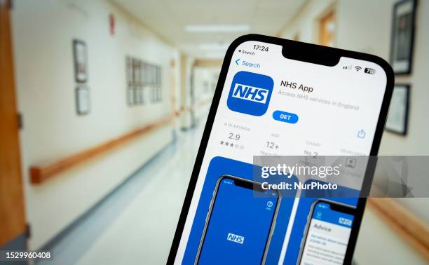 The National Health Service application is seen on a mobile device in this photo illustration on 13 July, 2023 in Warsaw, Poland.