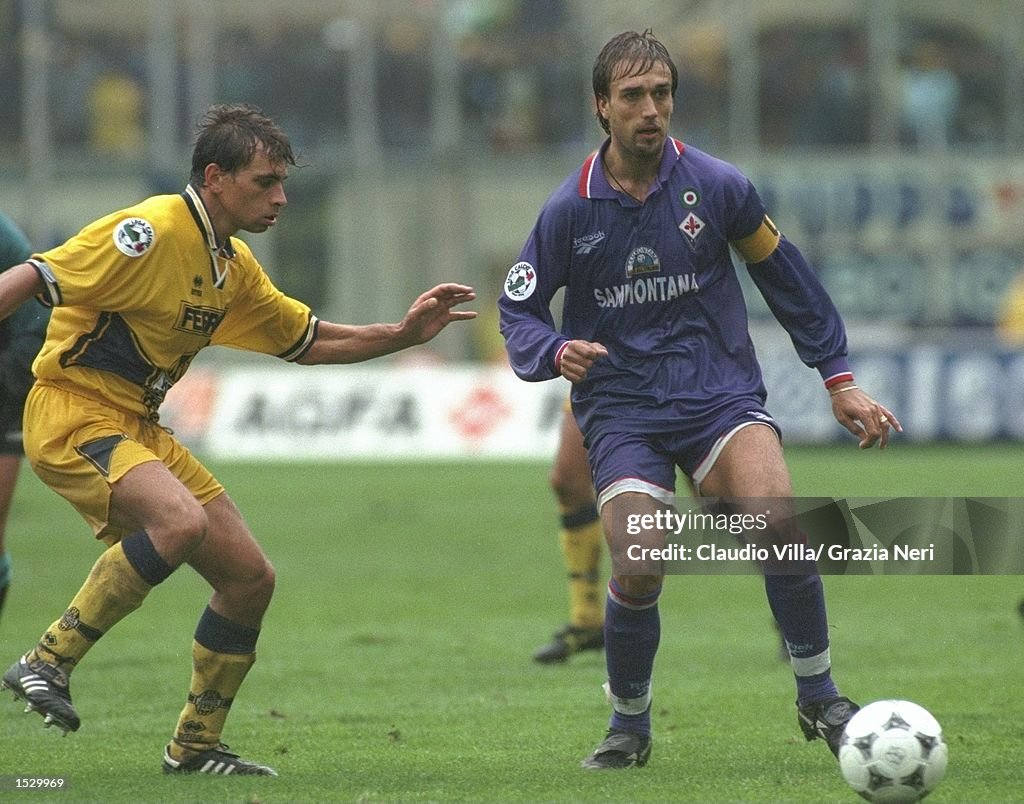 Gabriela Batistuta of Fiorentina in action