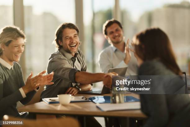congratulations, you've got the job! - businessman applauding stock pictures, royalty-free photos & images
