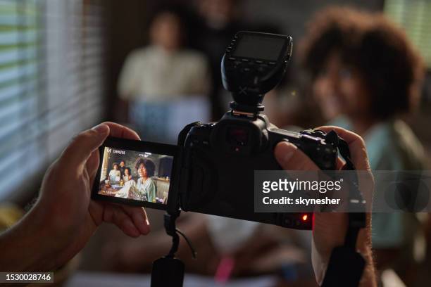 let's shoot this scene now! - very young webcam girls stockfoto's en -beelden