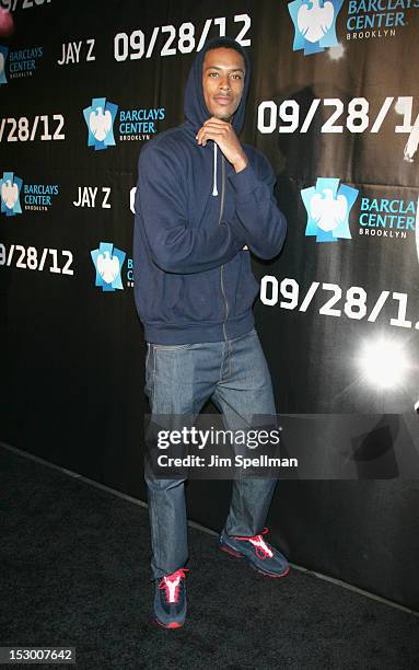 Professional basketball player Stephen Dennis attends Jay-Z in concert at the Barclays Center on September 28, 2012 in the Brooklyn borough of New...