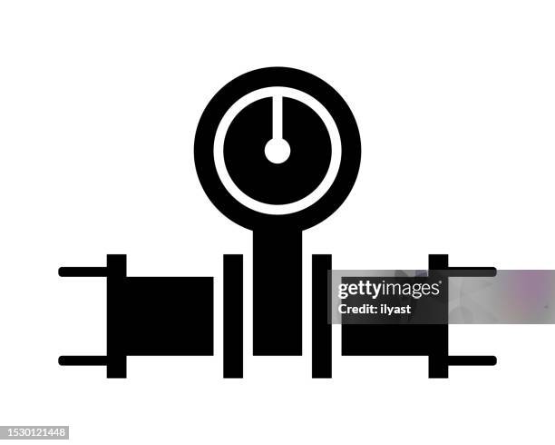 gas meter black line & fill vector icon - gas meter stock illustrations