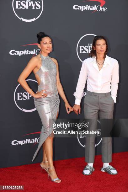Hollywood, CA USWNT players Christen Press and Tobin Heath arrive on the red carpet at the 2023 ESPY Awards in Dolby Theatre in Hollywood Wednesday,...