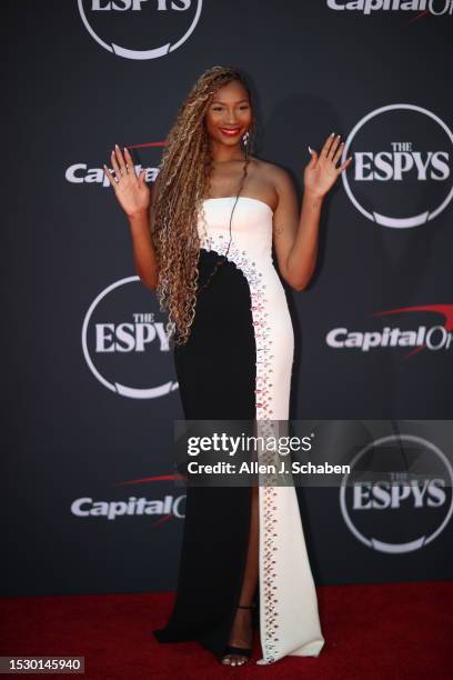 Hollywood, CA WNBA journalist Ari Chambers arrives on the red carpet at the 2023 ESPY Awards in Dolby Theatre in Hollywood Wednesday, July 12, 2023....