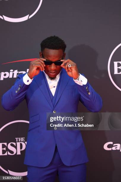 Hollywood, CA Detroit Lions cornerback Jerry Jacobs arrives on the red carpet at the 2023 ESPY Awards in Dolby Theatre in Hollywood Wednesday, July...