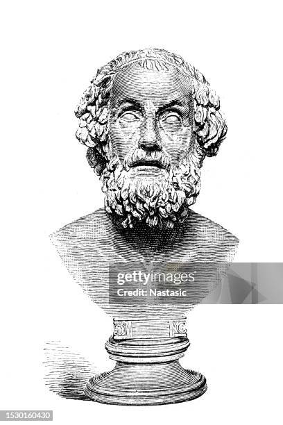 stockillustraties, clipart, cartoons en iconen met ideal marble bust of homer - middelste deel