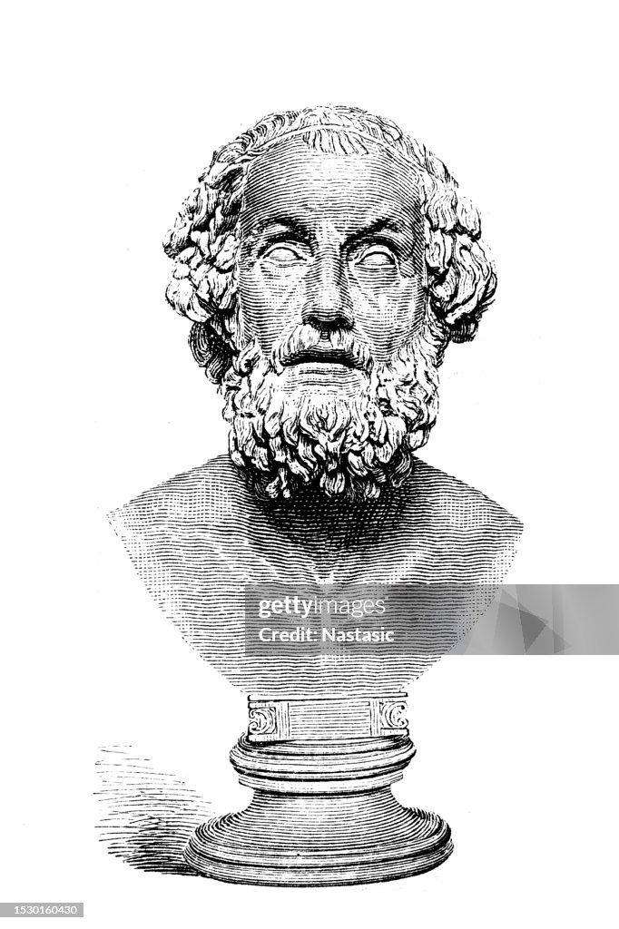 Ideal marble bust of Homer