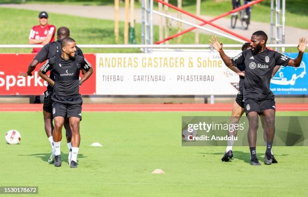 Rosier and Masuaku of Besiktas attend the second training of the day as part of the team's pre-season training camp in Grassau town of Bavaria,...