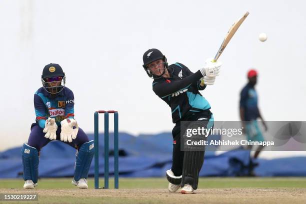 Bernadine Bezuidenhout of New Zealand bats during game two of the T20 international series between Sri Lanka and New Zealand White Ferns at P....