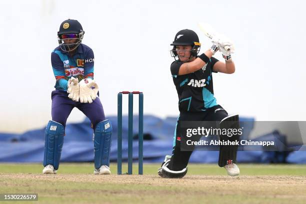 Amelia Kerr of New Zealand bats during game two of the T20 international series between Sri Lanka and New Zealand White Ferns at P. Saravanamuttu...