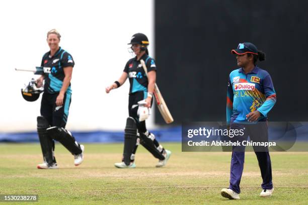 Chamari Athapaththu of Sri Lanka walks off the ground after game two of the T20 international series between Sri Lanka and New Zealand White Ferns at...