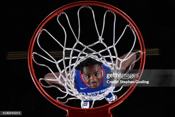 Kobe Brown of the LA Clippers poses for a portrait during the 2023 NBA Rookie Photo Shoot on July 13, 2023 at the University of Nevada, Las Vegas...