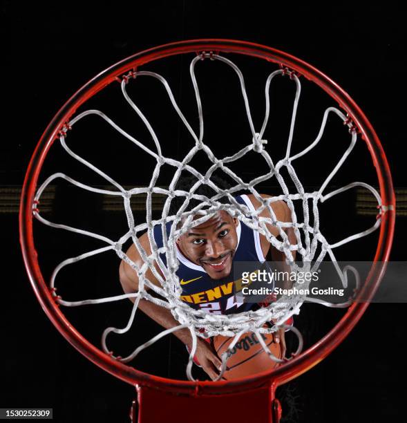 Jalen Pickett of the Denver Nuggets poses for a portrait during the 2023 NBA Rookie Photo Shoot on July 13, 2023 at the University of Nevada, Las...