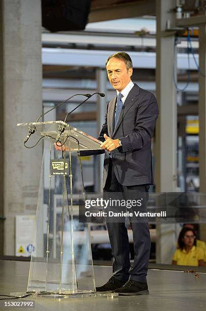 President and founder of Techongym Nerio Alessandri holds a speech during the Technogym Village Opening and Wellness Congress on September 29, 2012...