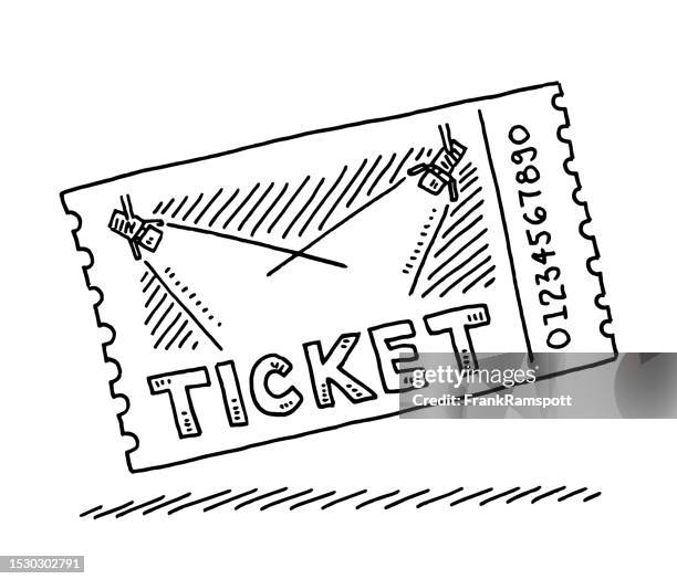 paper ticket show spotlight drawing - ticket stock illustrations