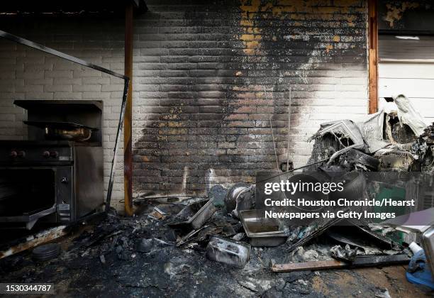 The area where the Wednesday night fire appears to have started at the Torah Vachesed synagogue in Houston.