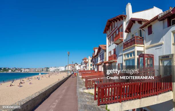 saint jean de luz beach in new aquitaine in french basque country of france - aquitaine stock pictures, royalty-free photos & images