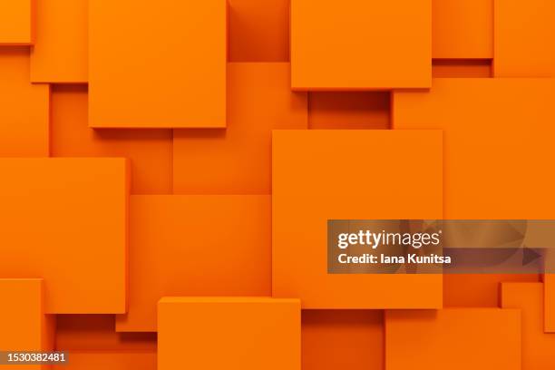 bright orange 3d cubes shape background. abstract pattern. - oranje achtergrond stockfoto's en -beelden