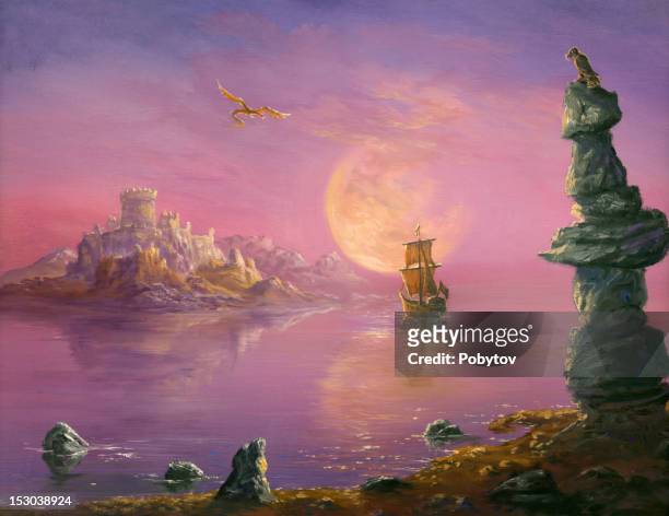 fairy moon - fantasy castle stock illustrations